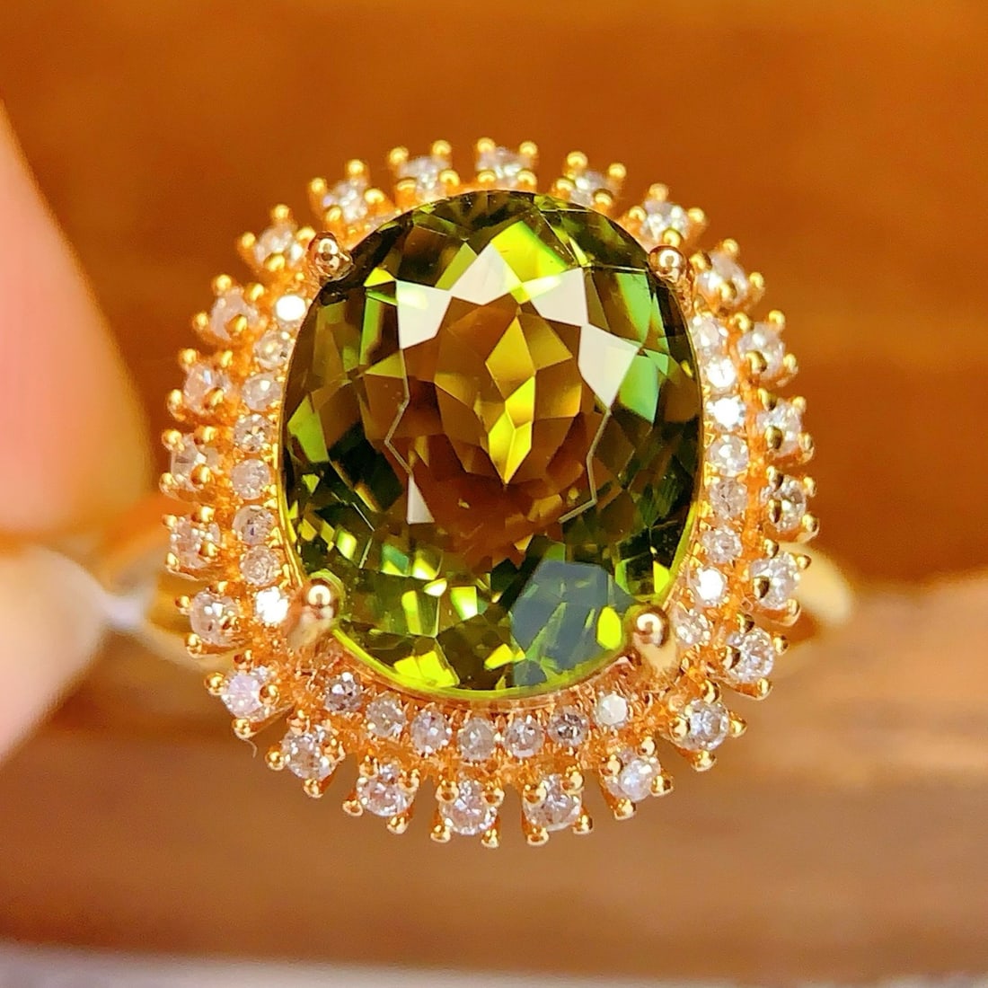 14k Gold 4.5 Ct Natural Tourmaline & Diamond Ring - 2