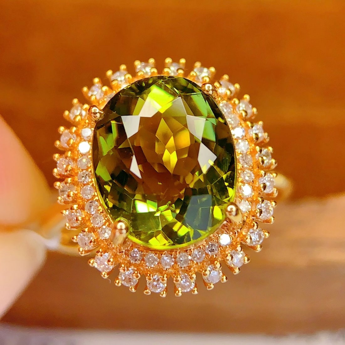 14k Gold 4.5 Ct Natural Tourmaline & Diamond Ring - 4