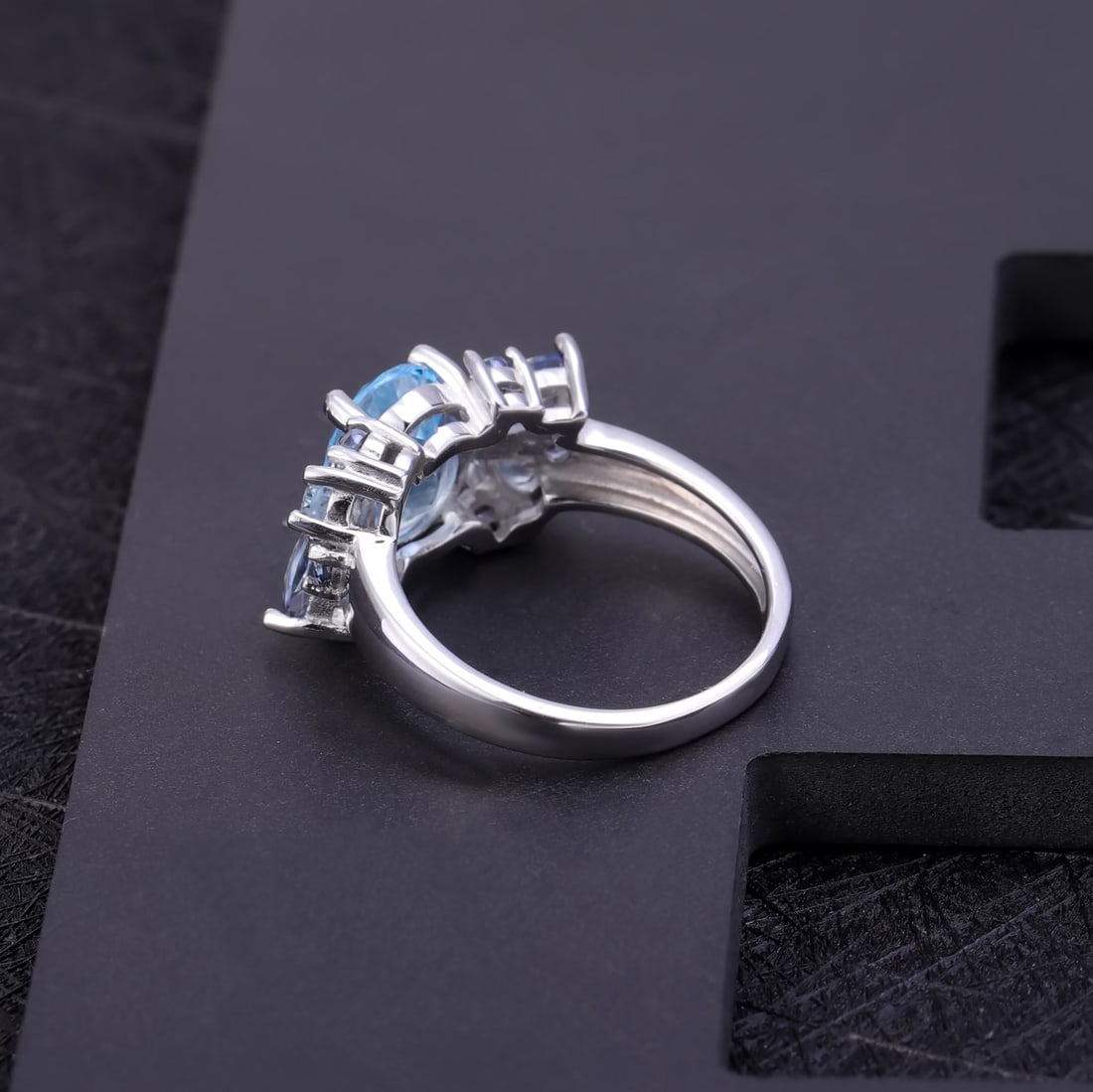 925 Sterling Silver Natural Topaz & Mystic Quartz Ring - 3