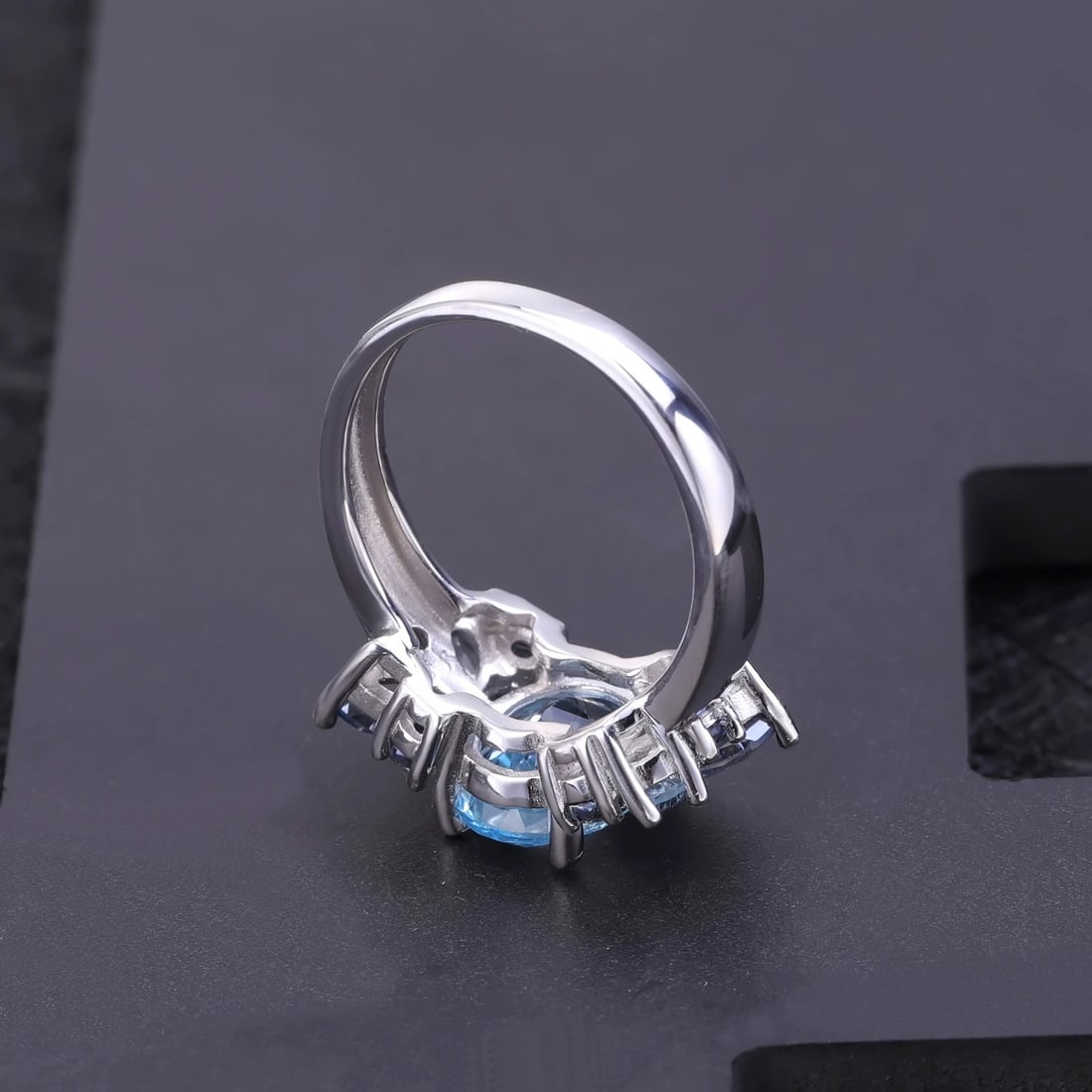 925 Sterling Silver Natural Topaz & Mystic Quartz Ring - 5