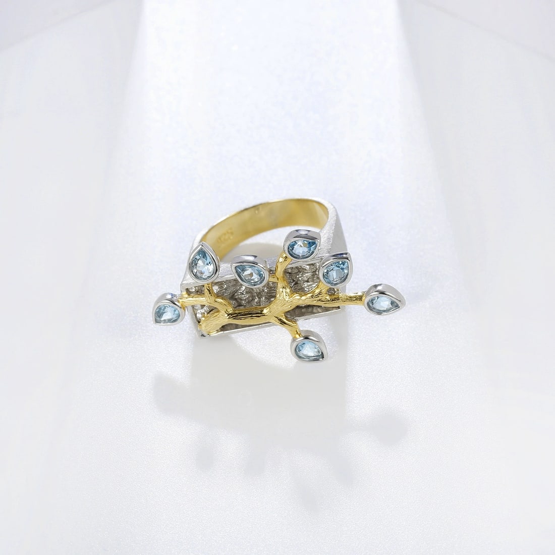 925 Sterling Silver Natural Topaz Ring - 4