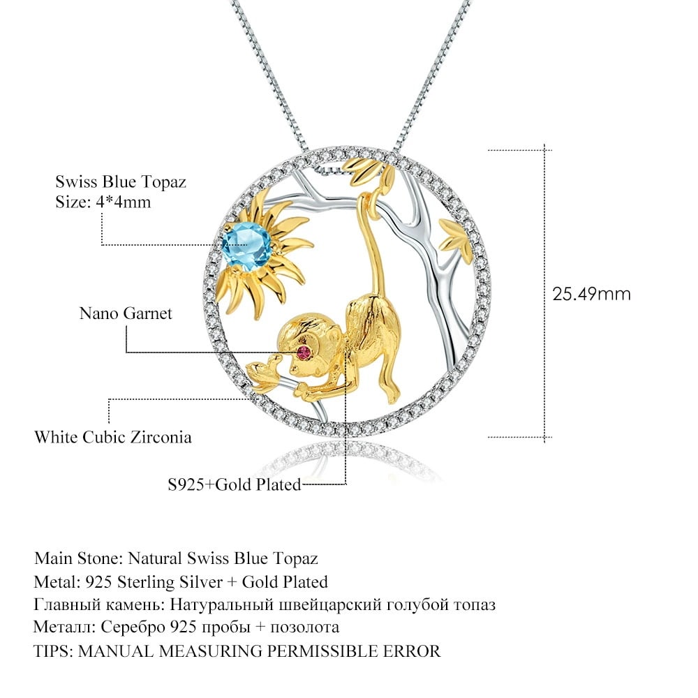 925 Sterling Silver Natural Topaz & Cubic Zirconia Necklace - 3