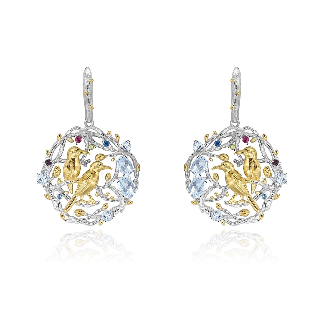 925 Sterling Silver Natural Peridot & Topaz Earrings - 4