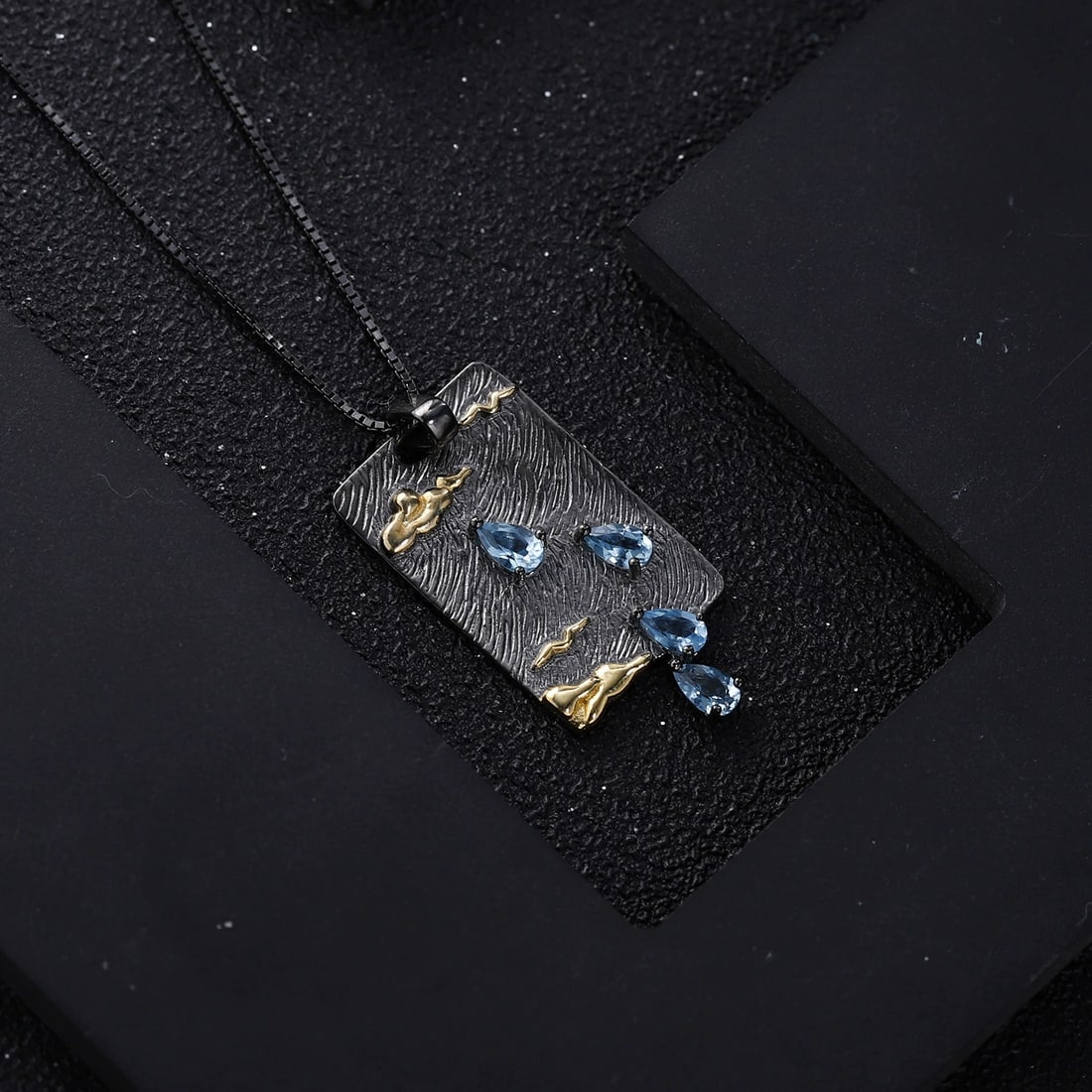 925 Sterling Silver Natural Topaz Necklace - 2