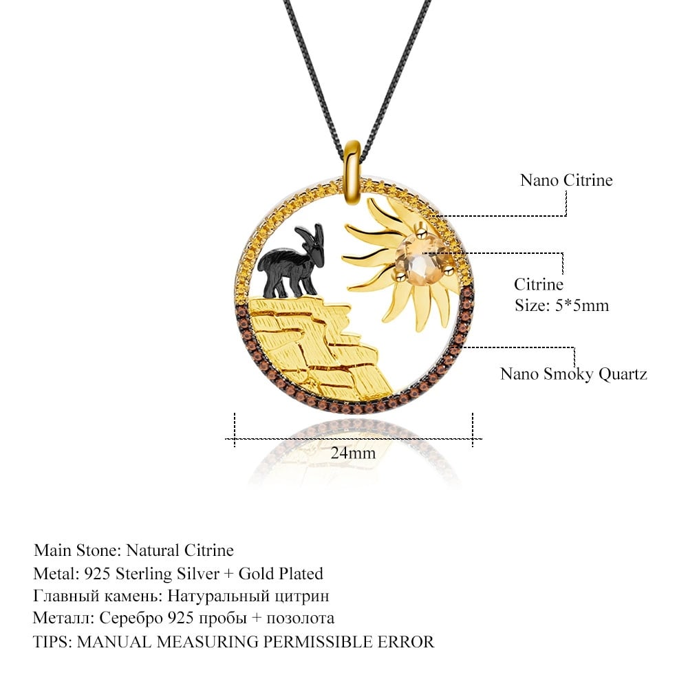 925 Sterling Silver Natural Citrine Necklace - 3