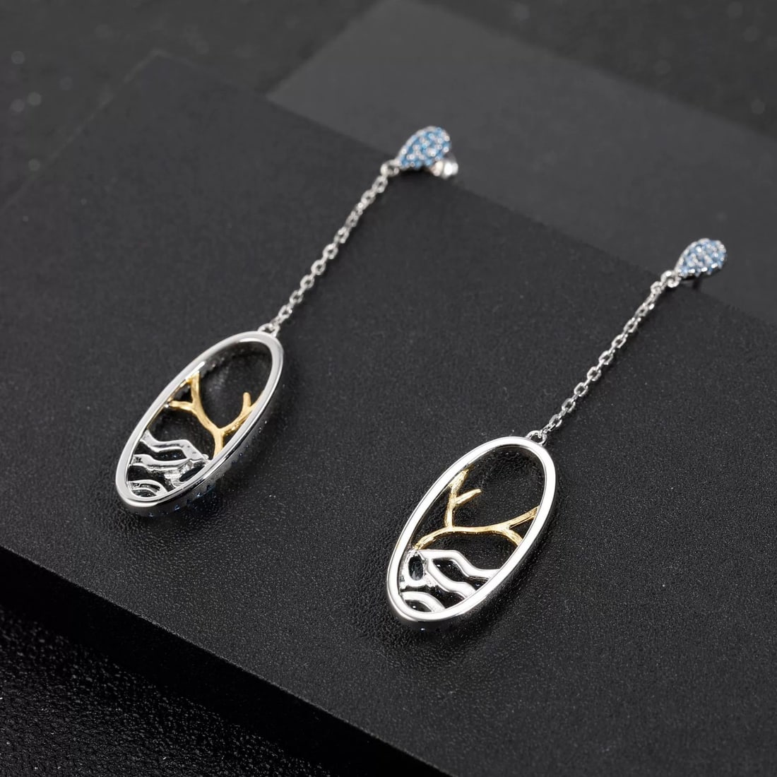 925 Sterling Silver Natural Topaz & Cubic Zirconia Earrings - 2