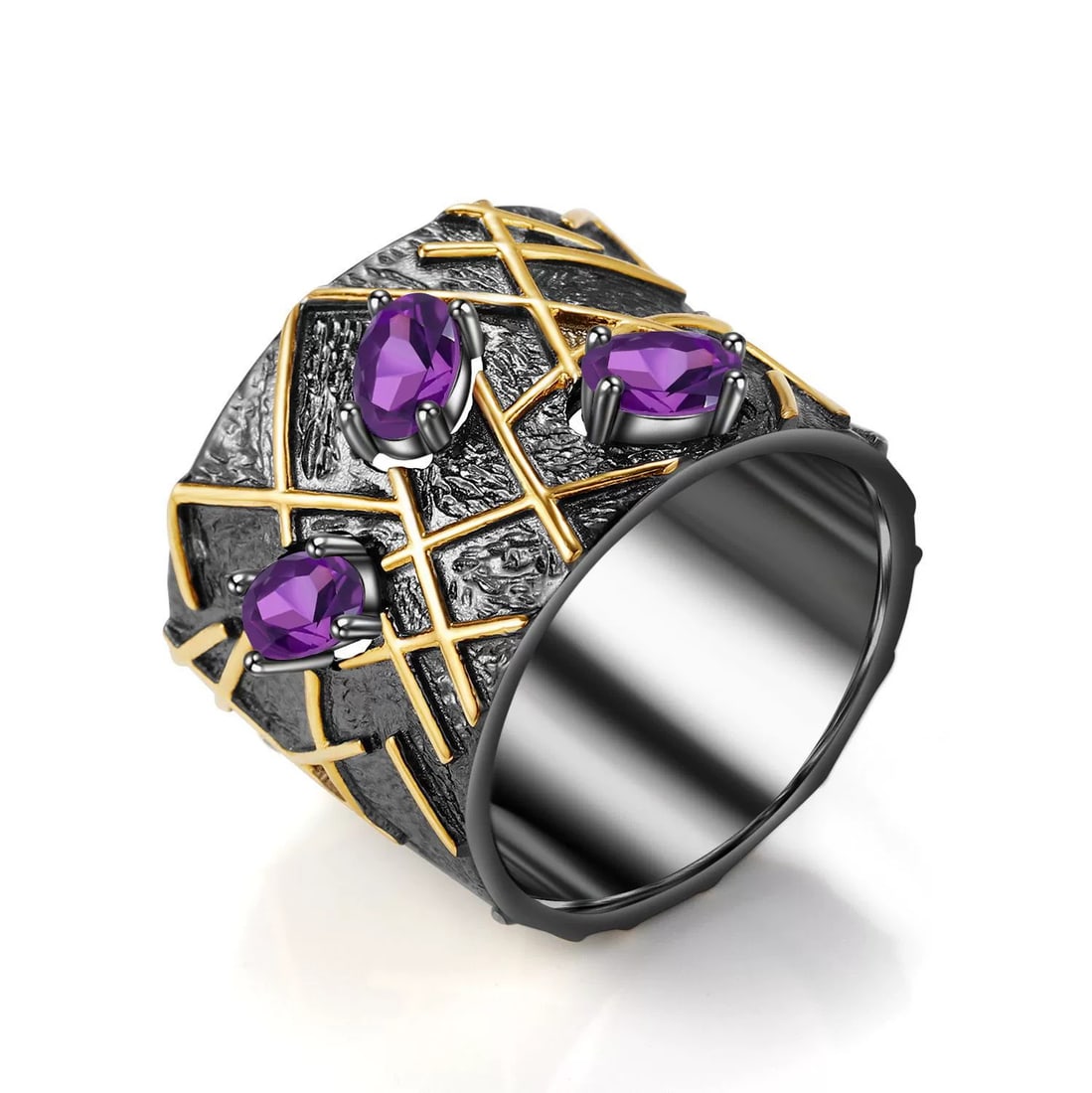 925 Sterling Silver Natural Amethyst Ring: Ref:260821185 // gold content:925 sterling silver // ring size:7. 25us // // main gemstone:amethyst // shape:oval // carat weight: // color:purple // treatment:natural // Condition: New Low Estimate: