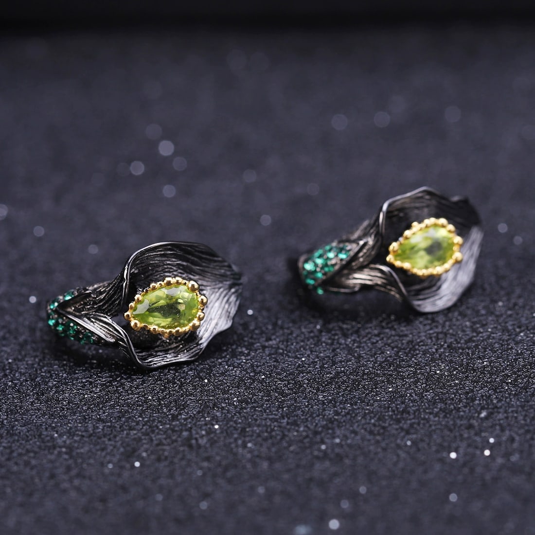 925 Sterling Silver 1.56 Ct Natural Peridot & Nano Emerald Earrings - 5