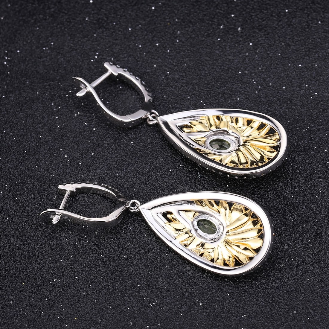 925 Sterling Silver 1.02 Ct Natural Peridot & Cubic Zirconia Earrings - 3