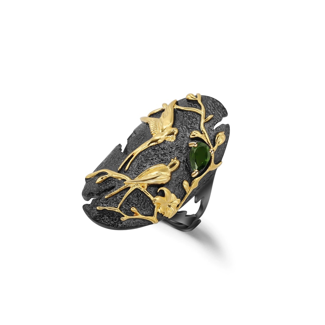 925 Sterling Silver Natural Amethyst & Bird Ring: Ref:260821318 // gold content:925 sterling silver // ring size:7. 25us // // main gemstone:amethyst // shape:pear // carat weight: // color:purple // treatment:natural // Condition: New High