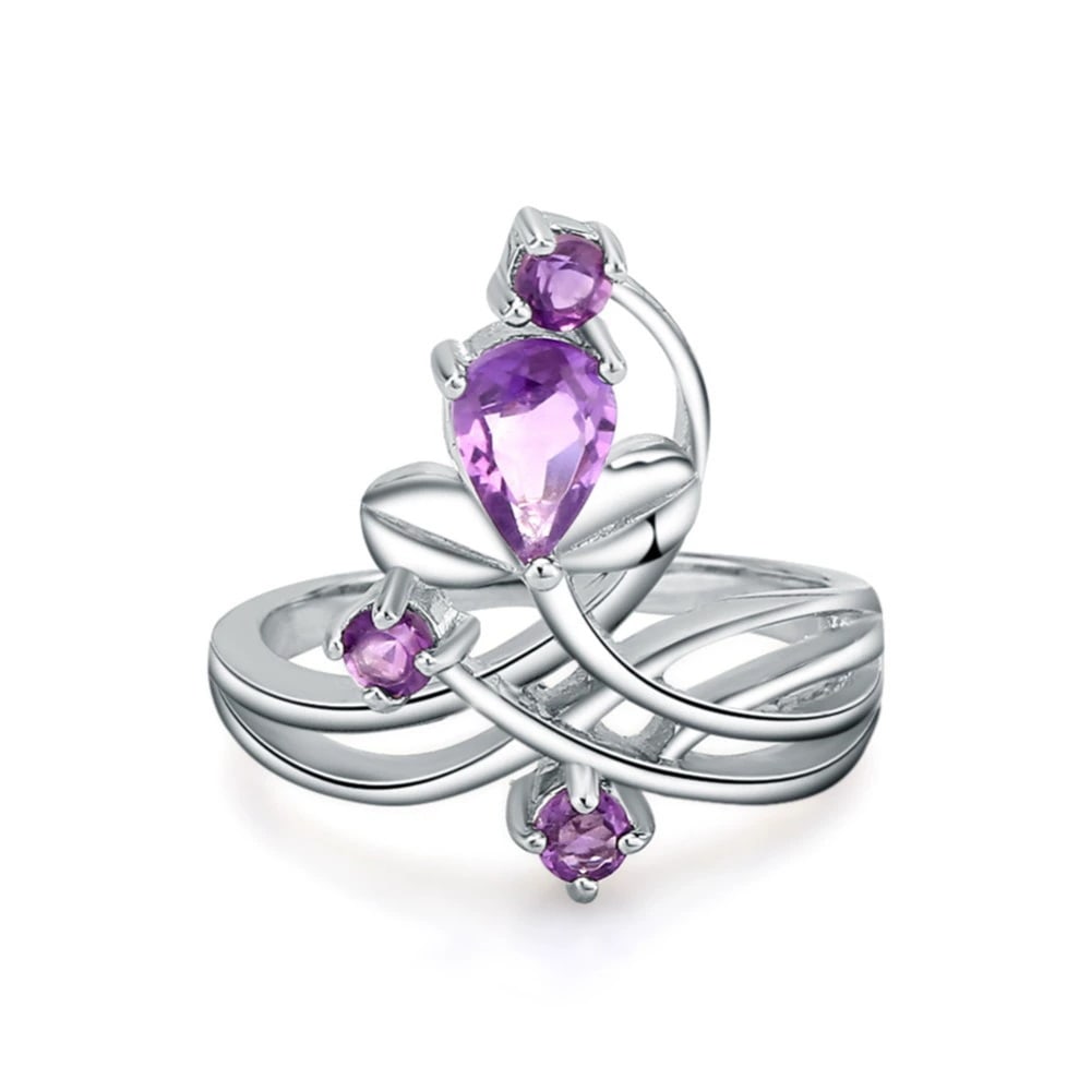925 Sterling Silver Natural Amethyst Ring (1 of 4)
