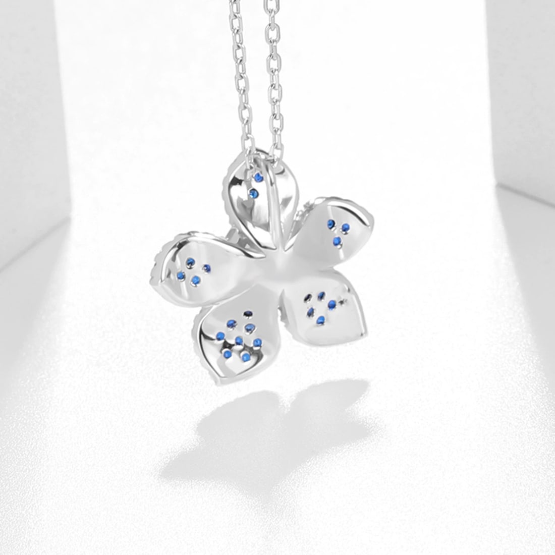 925 Sterling Silver Natural Citrine & Nano Sapphire & Zircon & Flowers Necklace - 3