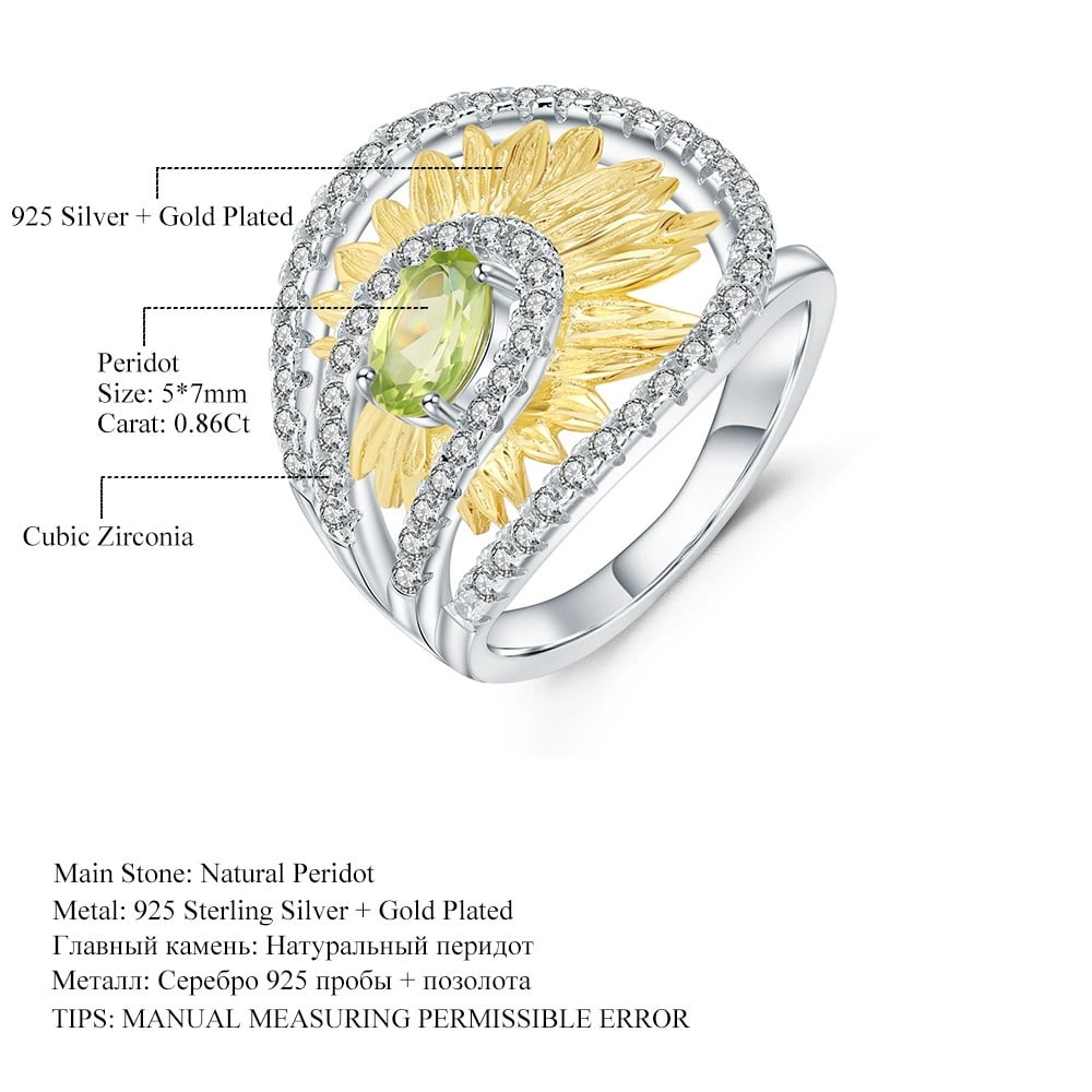 925 Sterling Silver Natural Peridot Jewelry Set - 5