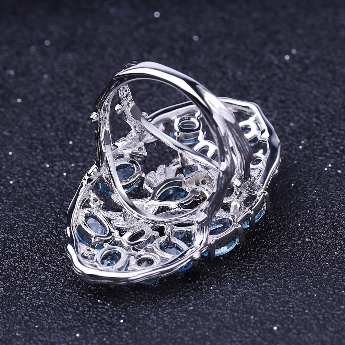 925 Sterling Silver Natural Topaz & Cubic Zirconia Jewelry Set - 3