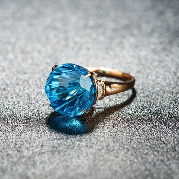 14k Gold 13.85 Ct Natural Topaz & Diamond Ring - 4