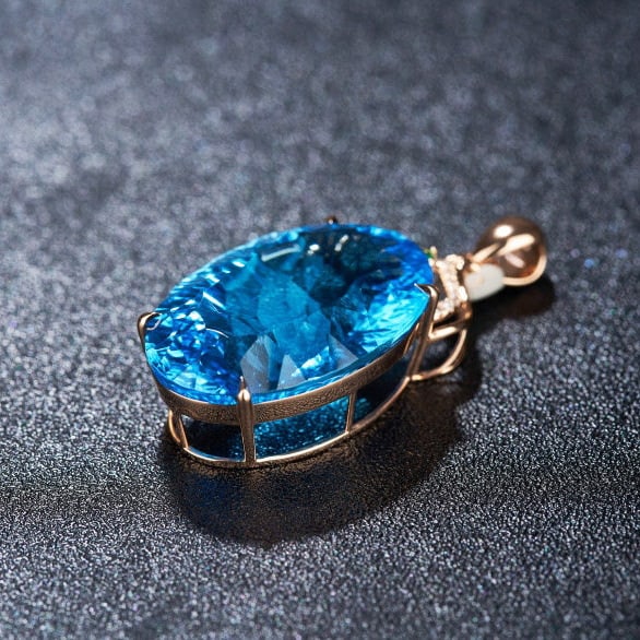 14k Gold 22.88 Ct Natural Topaz & Diamond & Tsavorite Pendant( Without Chain ) - 4