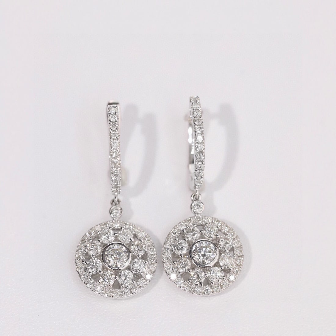 14k Gold 1.8 Ct Natural H Diamond Earrings - 5