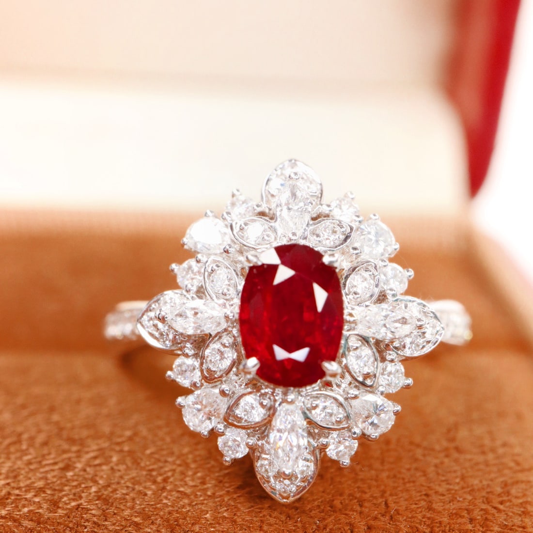 14k Gold 1.68 Ctw Natural Ruby & Diamond Ring/pendant( Without Chain ): Ref:231108201 // gold content:14k gold // ring size:7. 25us // // main gemstone:ruby // shape:oval // carat weight:1. 08ct // color:pigeonblood red // treatment:natural // // adjacent gemstone 2 :