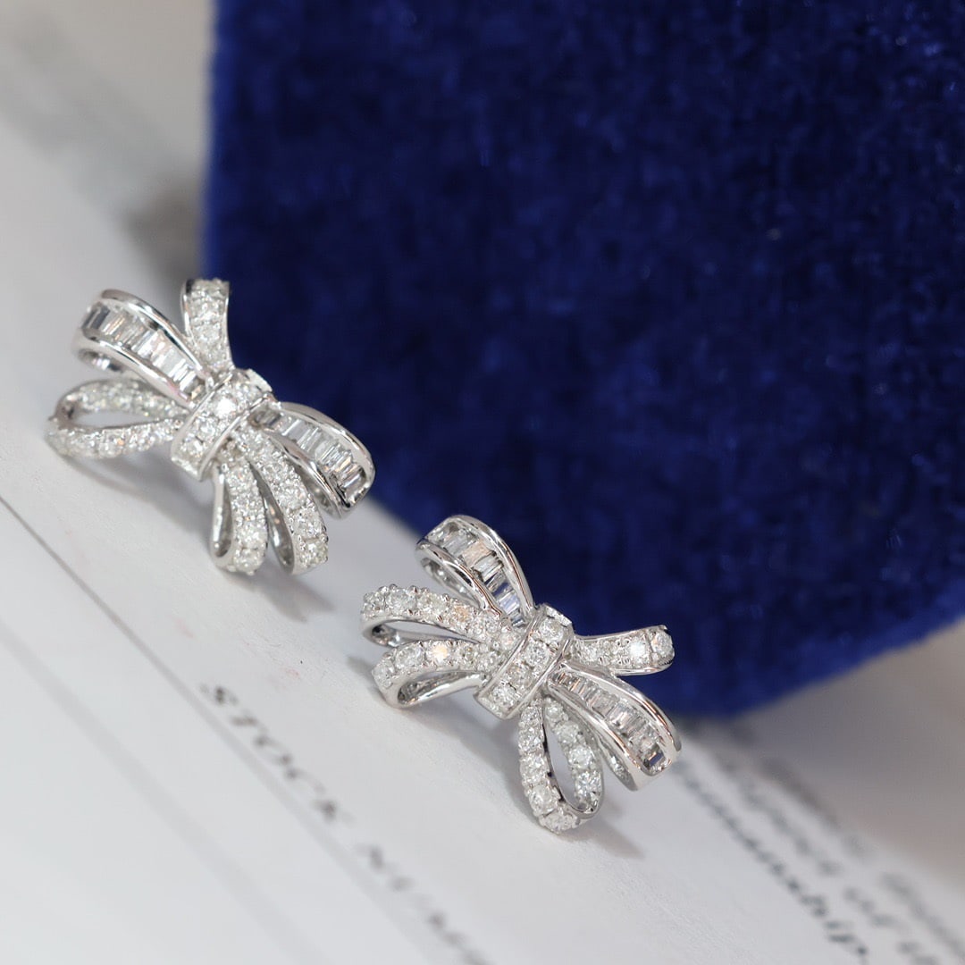 14k Gold 0.38 Ct Natural H Diamond Earrings - 5
