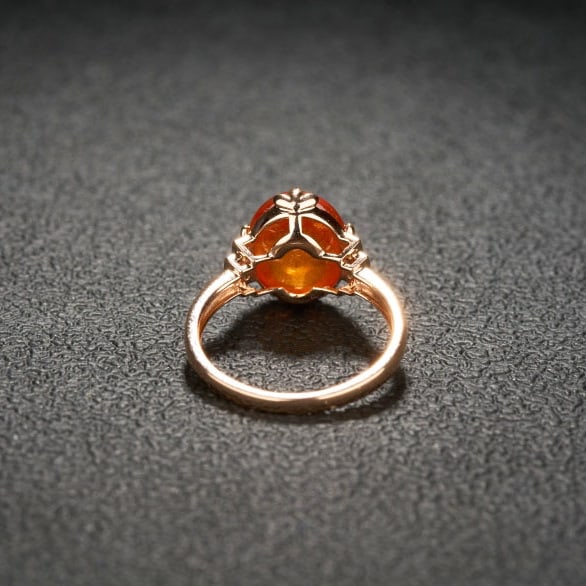 14k Gold 7.22 Ct Natural Spessartine & Diamond & Tsavorite Ring - 5