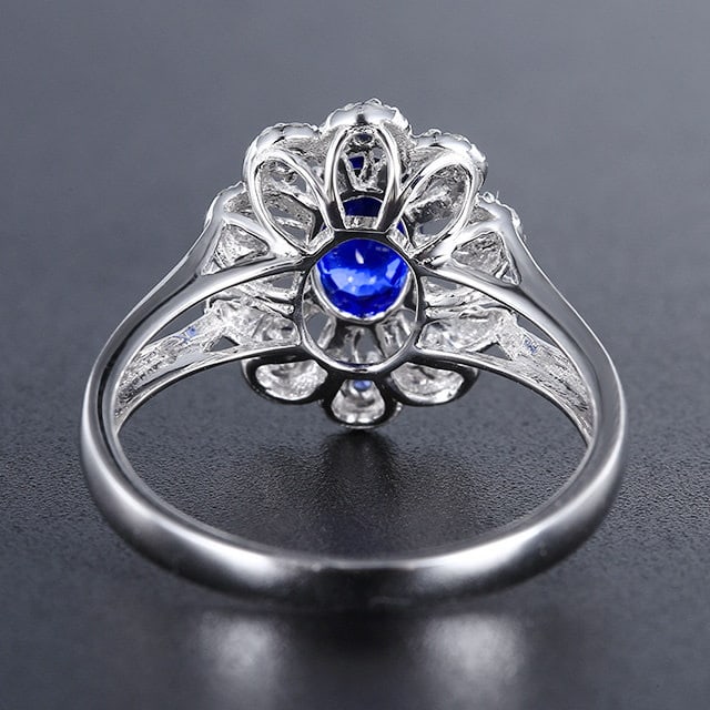 14k Gold 0.90 Ctw Natural Sapphire & Sapphire Ring - 4