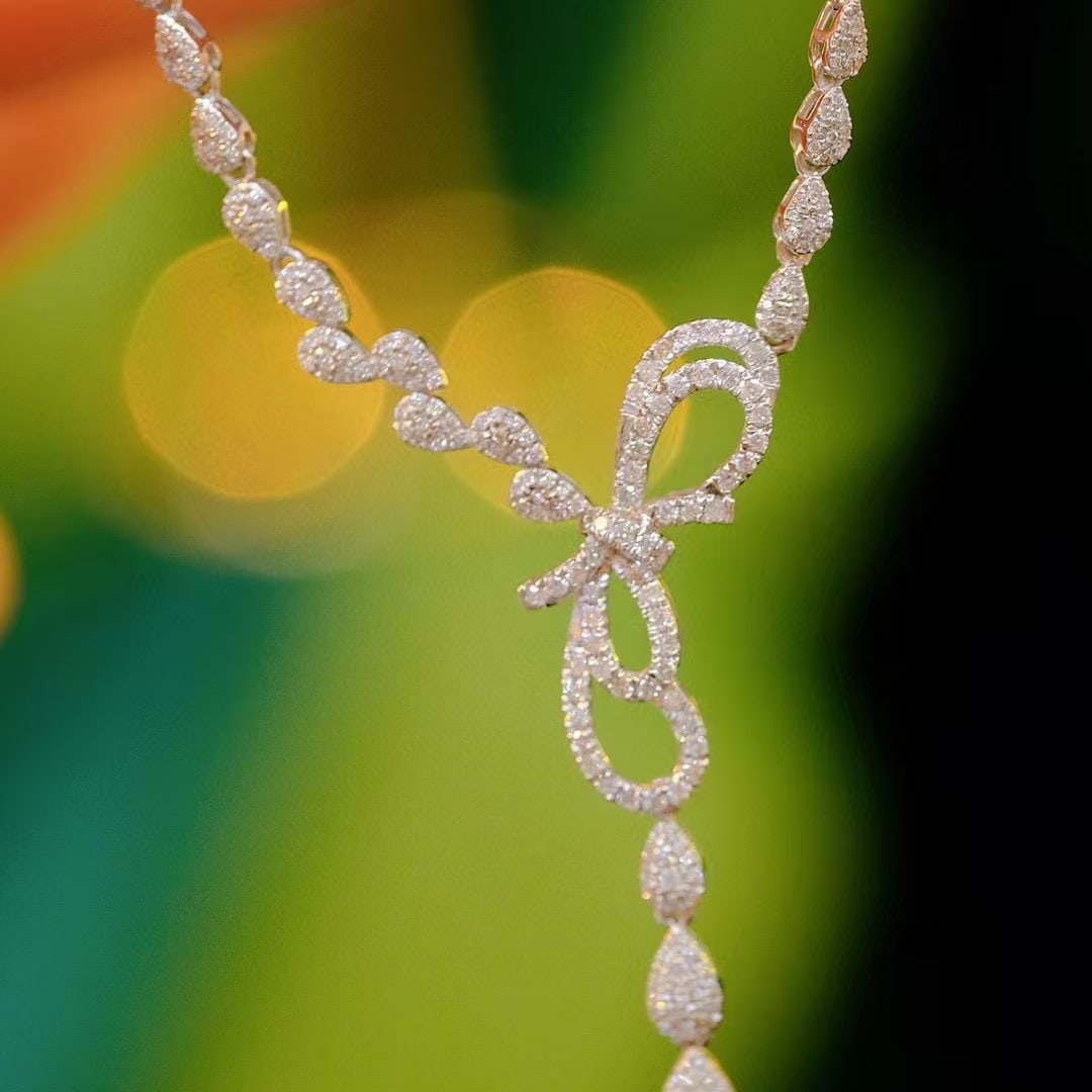 14K GOLD 1.46 CT NATURAL H DIAMOND NECKLACE - 4