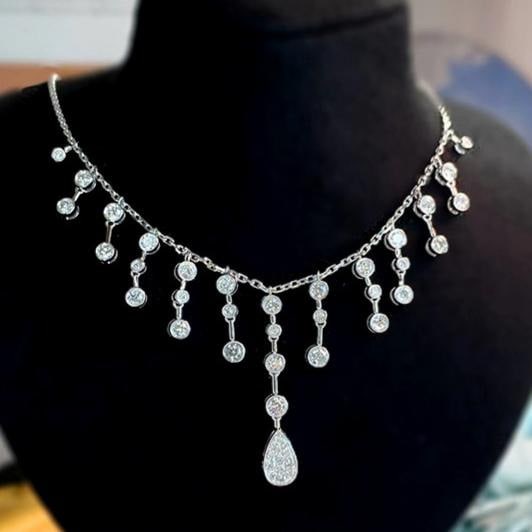 14k Gold 2.05 Ct Natural H Diamond Necklace: Ref:231191050 // gold content:14k gold // main gemstone:diamond // shape:round // carat weight:2. 05ct // clarity grade:vs-si // color:h // treatment:natural // cut grade:g // Condition: New Low