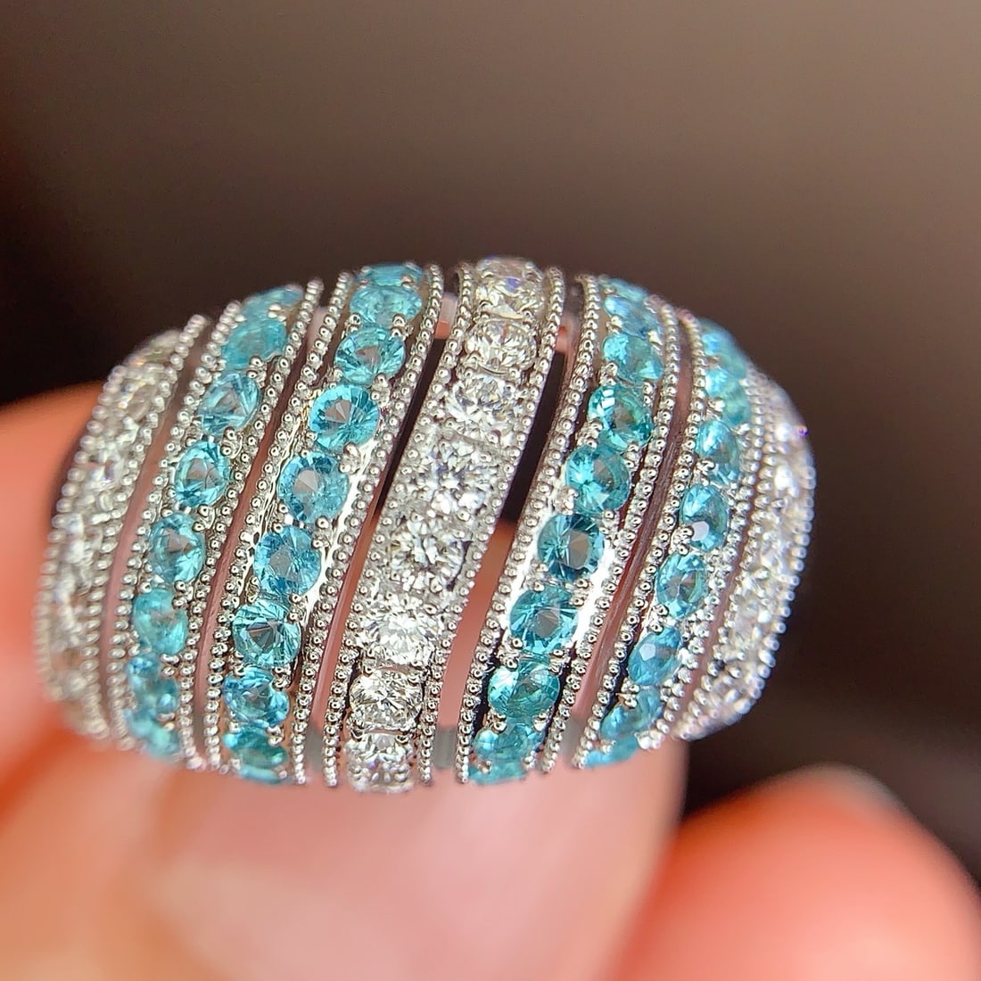 14k Gold 1.21 Ctw Natural Paraiba Tourmaline & Diamond Ring - 4