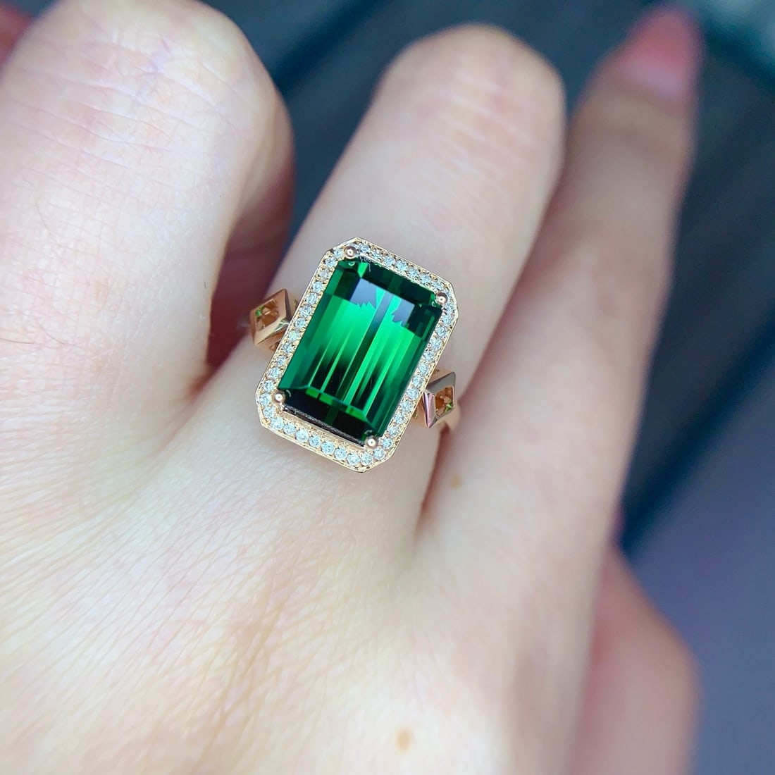 14k Gold 4.5 Ct Natural Tourmaline & Diamond Ring - 3