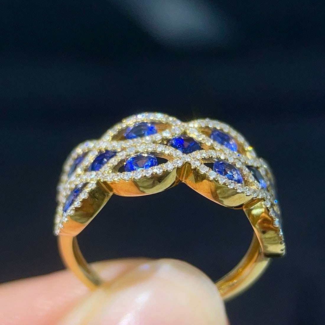 14k Gold 1.61 Ctw Natural Sapphire & Diamond Ring - 3