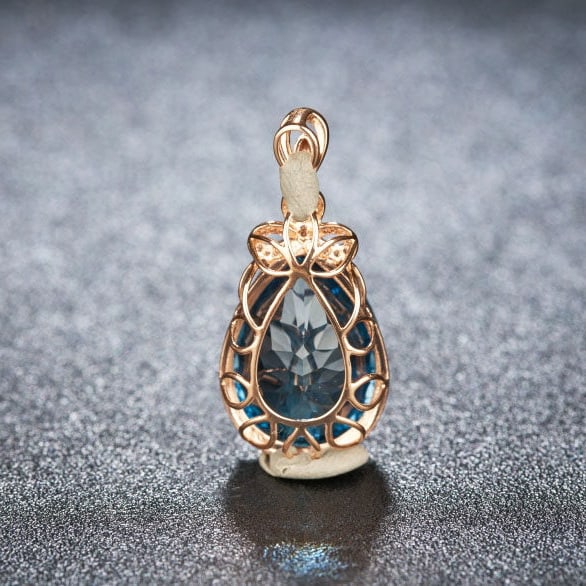 14K GOLD 17.35 CT NATURAL TOPAZ & DIAMOND PENDANT( WITHOUT CHAIN ) - 5