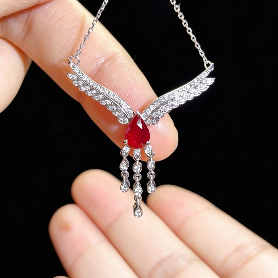 14k Gold 1.23 Ctw Vivid Red Natural Ruby & Diamond Necklace - 4