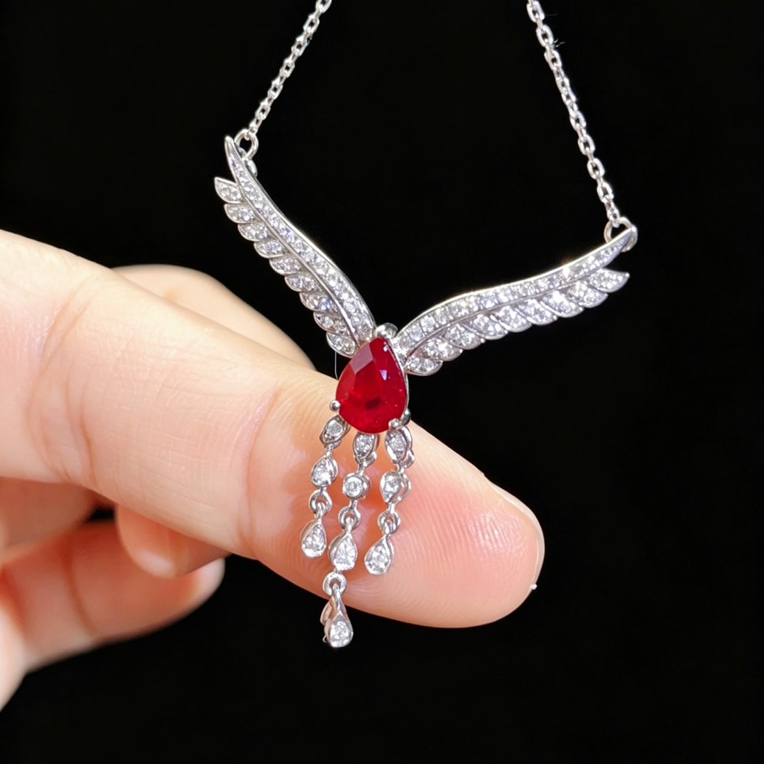 14k Gold 1.23 Ctw Vivid Red Natural Ruby & Diamond Necklace - 6
