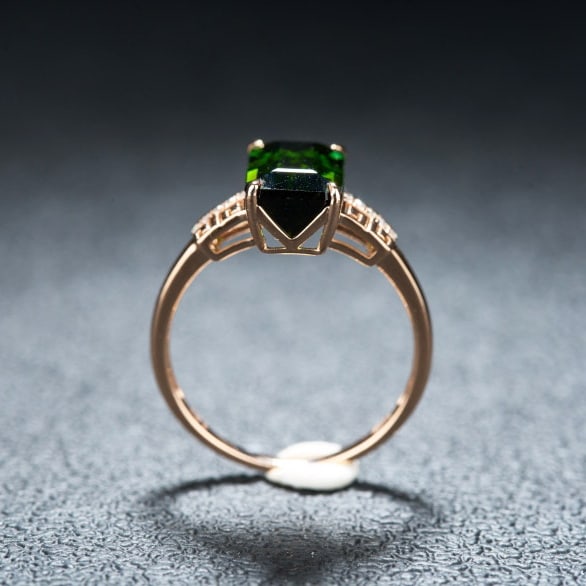 14k Gold 3.0 Ct Natural Tourmaline & Diamond Ring - 9