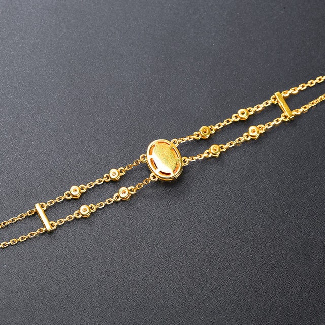 14k Gold 1.28 Ctw Natural Padparadscha Sapphire & Diamond Bracelet - 4