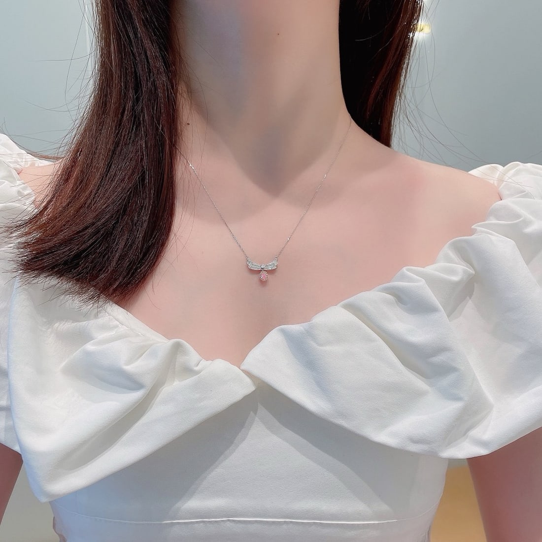 14k Gold 0.30 Ctw Natural Pink Diamond & Diamond Necklace - 2