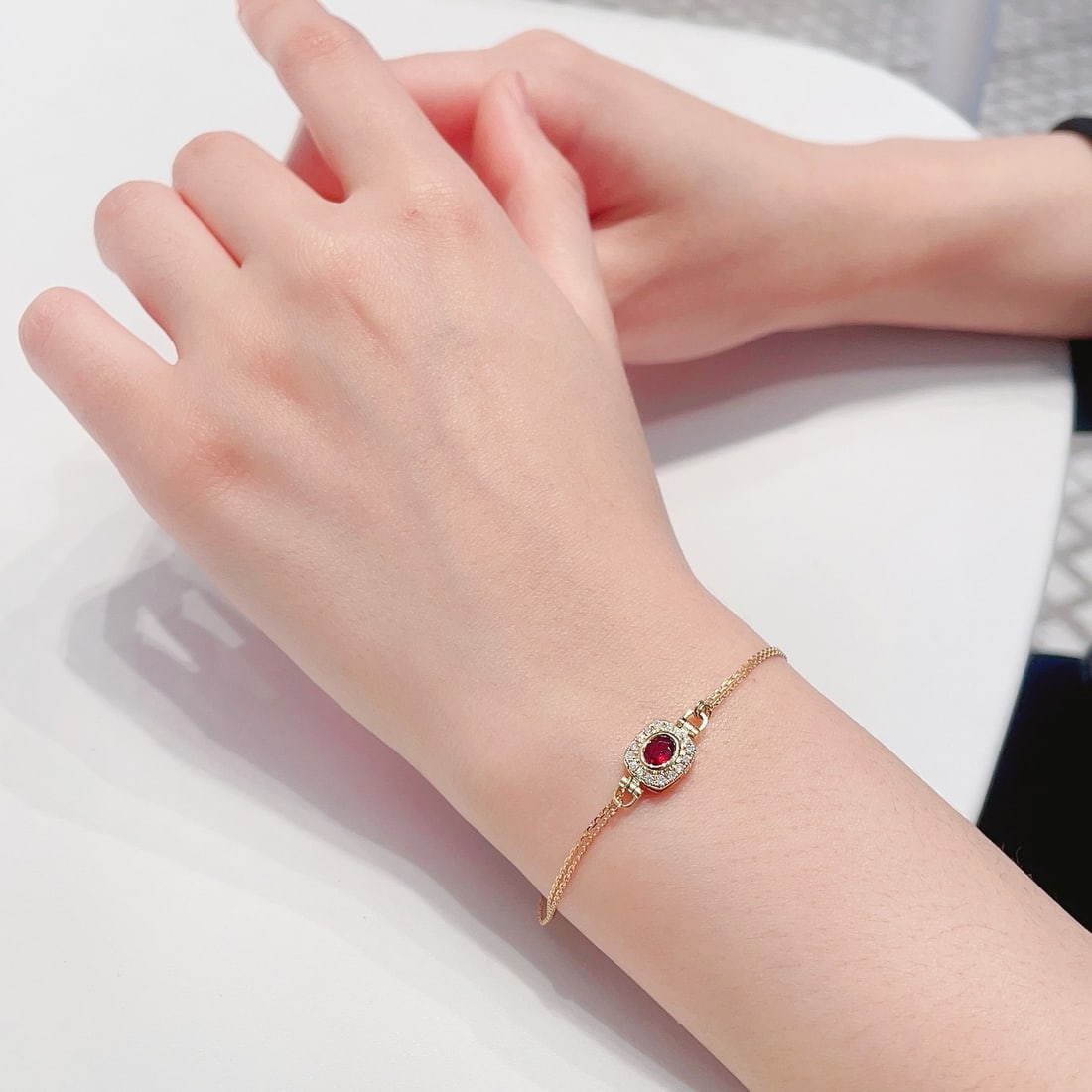14k Gold 0.46 Ctw Natural Ruby & Diamond Bracelet - 2
