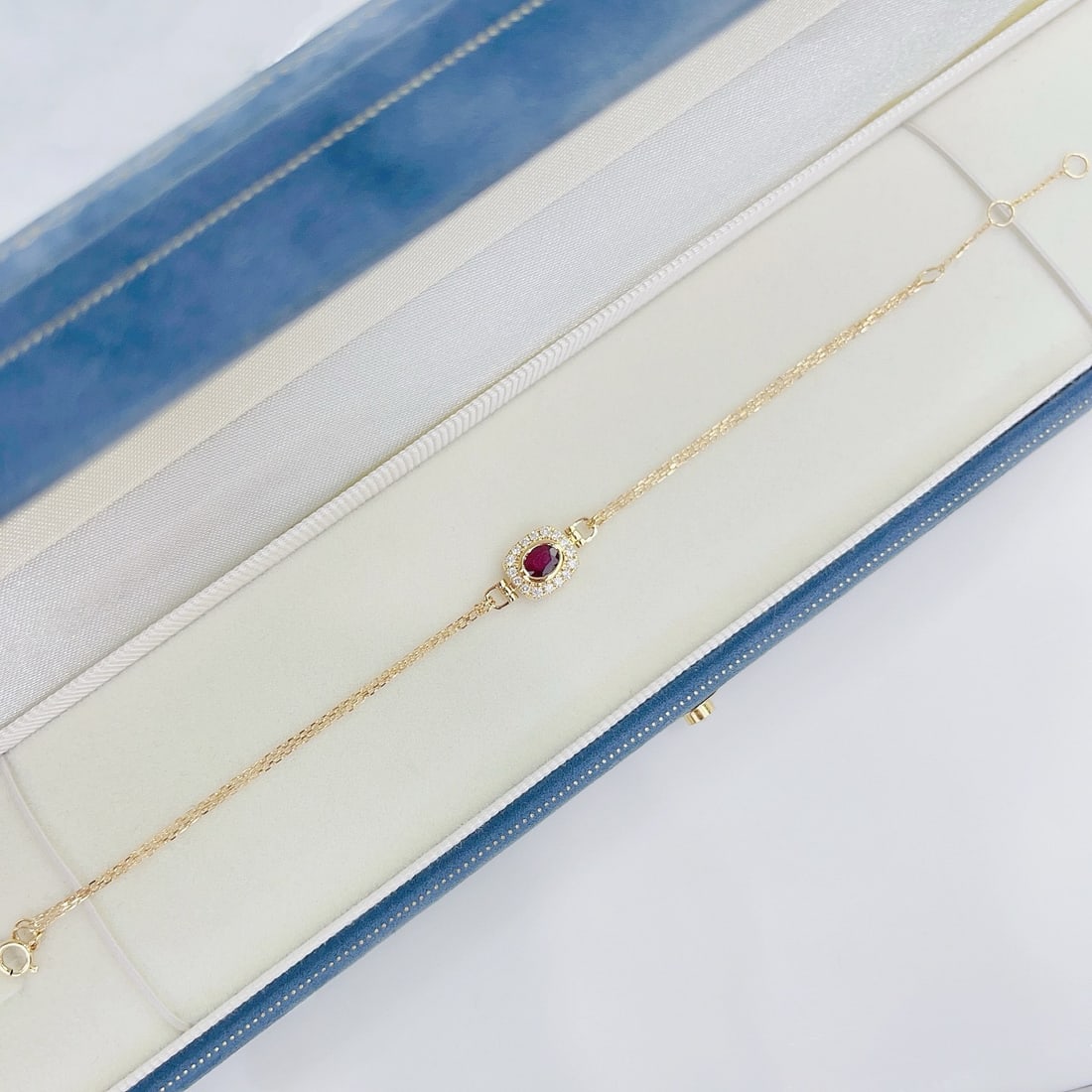 14k Gold 0.46 Ctw Natural Ruby & Diamond Bracelet - 4