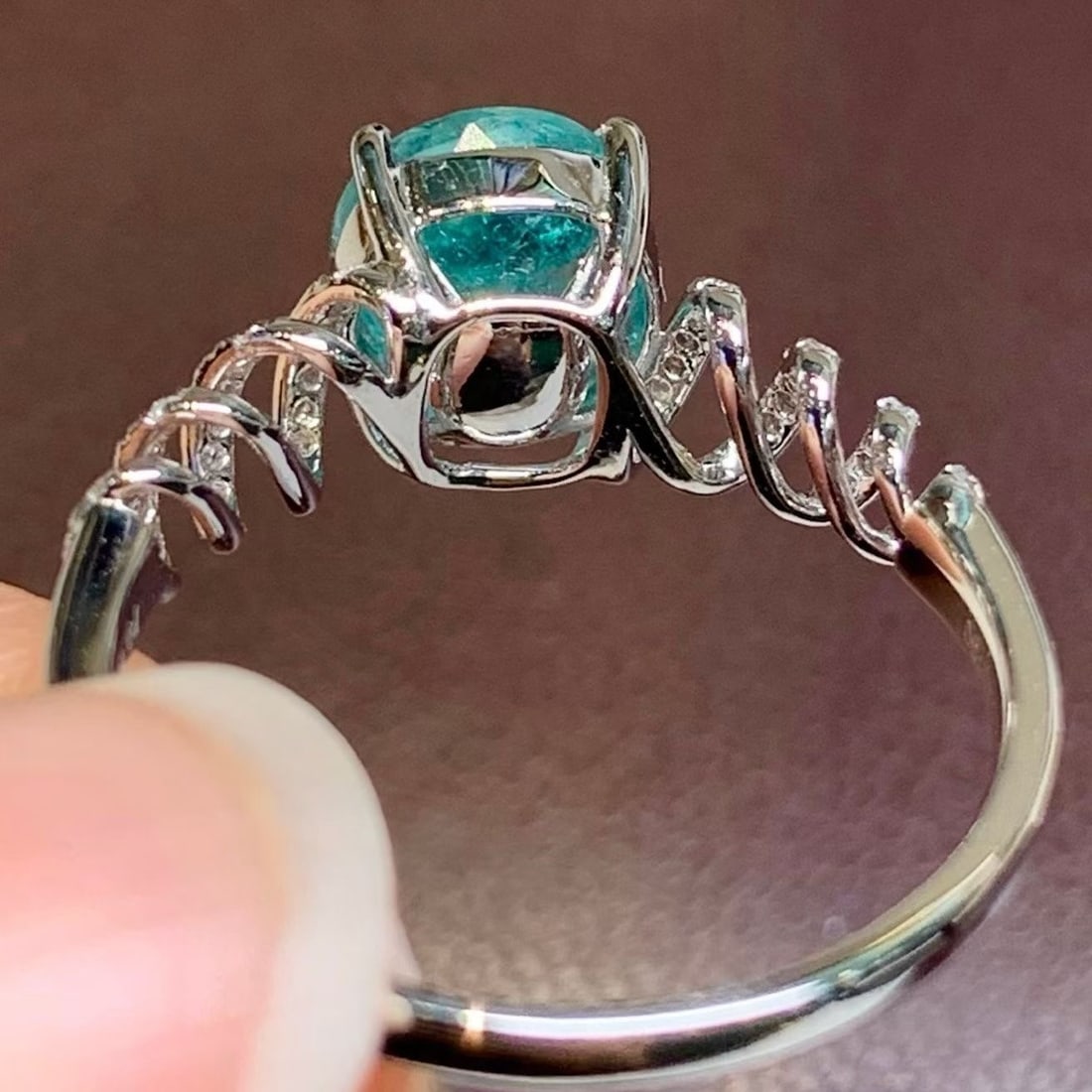 14k Gold 1.6 Ct Natural Paraiba Tourmaline & Diamond Ring - 3