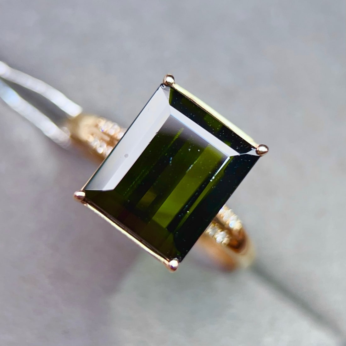 14k Gold 4.30 Ctw Natural Tourmaline & Diamond Ring - 4