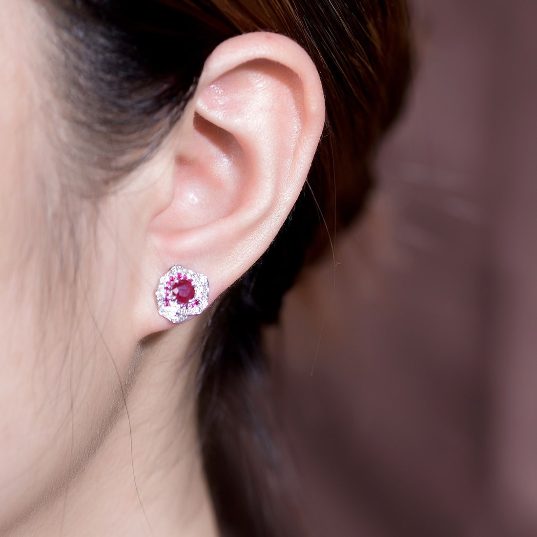 14k Gold 1.43 Ctw Natural Ruby & Diamond Earrings - 5