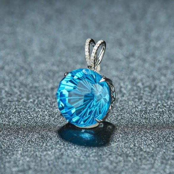 14K GOLD 14.95 CT NATURAL TOPAZ & DIAMOND PENDANT( WITHOUT CHAIN ) - 3