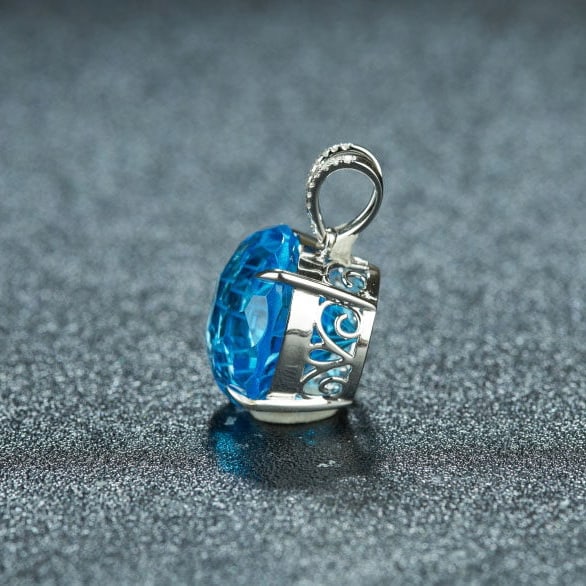 14K GOLD 14.95 CT NATURAL TOPAZ & DIAMOND PENDANT( WITHOUT CHAIN ) - 4