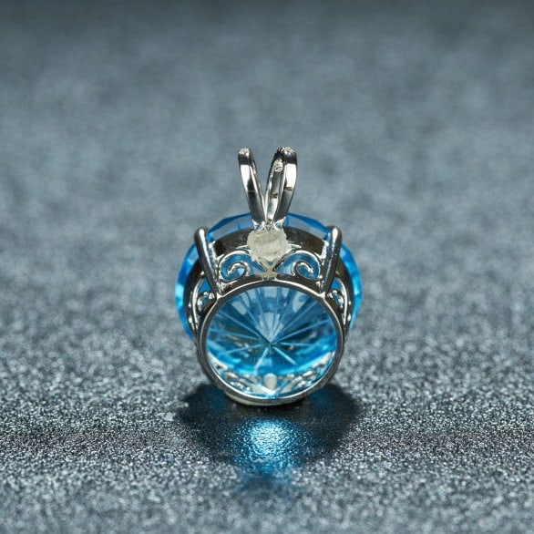 14K GOLD 14.95 CT NATURAL TOPAZ & DIAMOND PENDANT( WITHOUT CHAIN ) - 5
