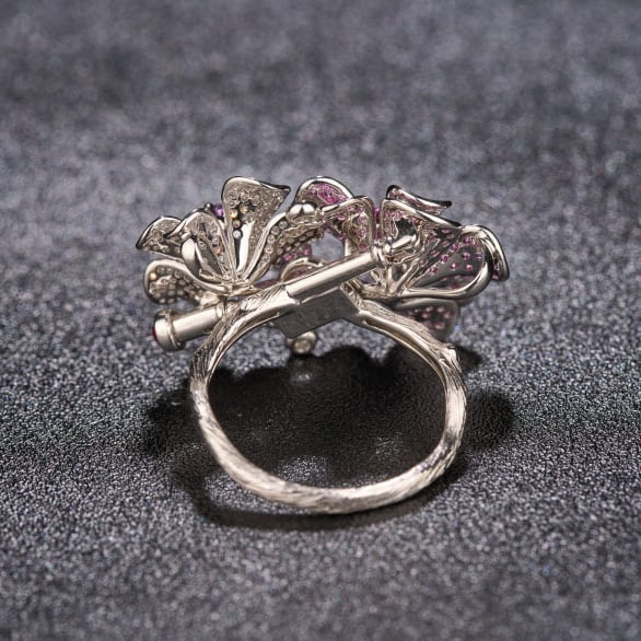 14K GOLD 2.42 CTW NATURAL SAPPHIRE & SAPPHIRE & TOI ET MOI RING/BROOCH/PENDANT( WITHOUT CHAIN ) - 6