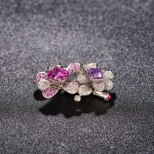 14K GOLD 2.42 CTW NATURAL SAPPHIRE & SAPPHIRE & TOI ET MOI RING/BROOCH/PENDANT( WITHOUT CHAIN ) - 9
