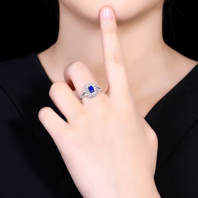 14k Gold 1.17 Ctw Natural Sapphire & Diamond Ring - 7