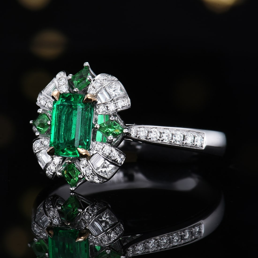 14k Gold 1.16 Ctw Natural Emerald & Diamond Ring - 6