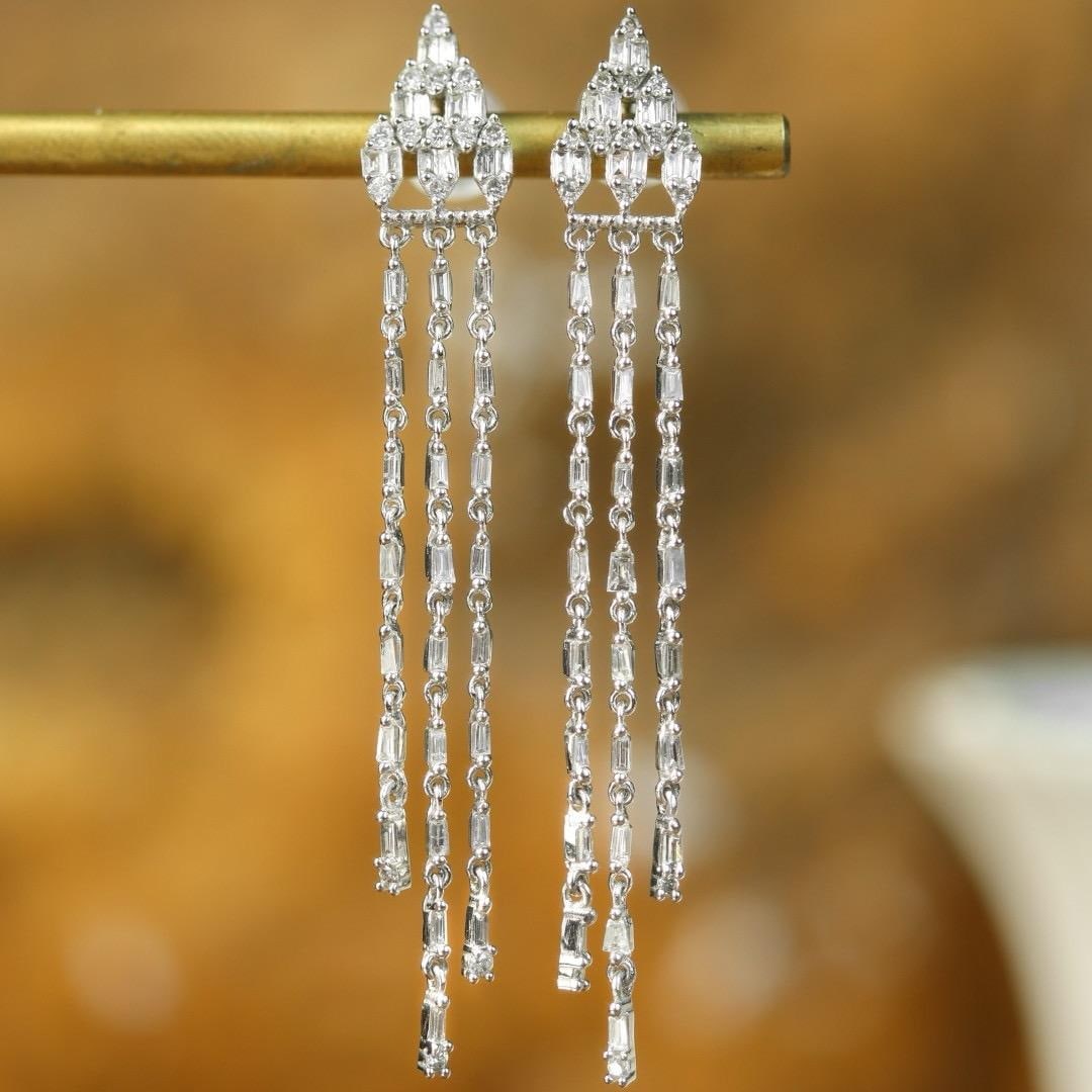 14k Gold 0.60 Ct Natural H Diamond Earrings - 6