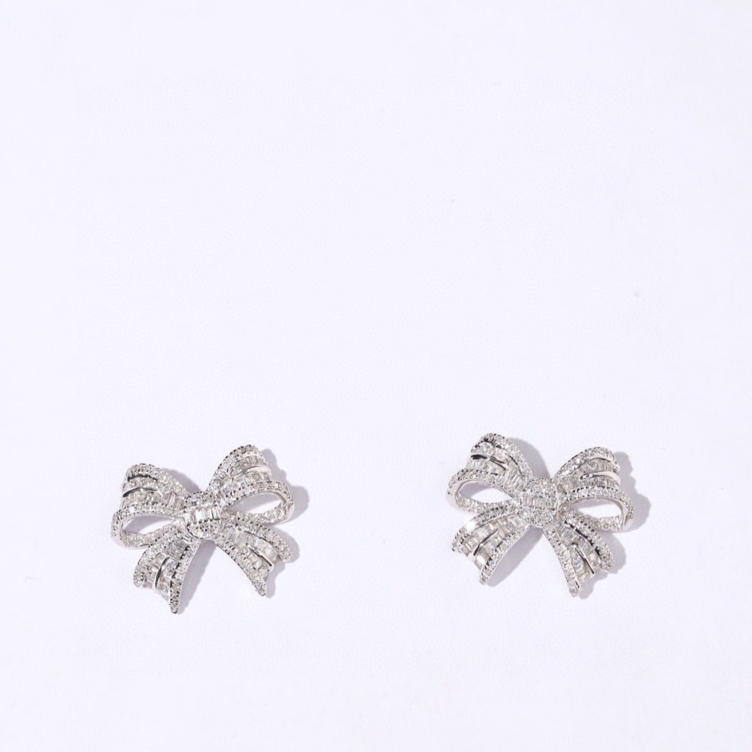 14k Gold 1.00 Ct Natural H Diamond Earrings - 5